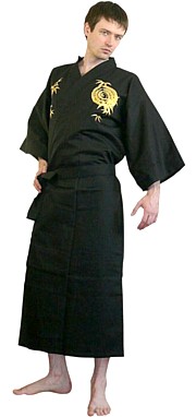 мужской халат  кимоно с вышивкой, хлопок 100%, Япония