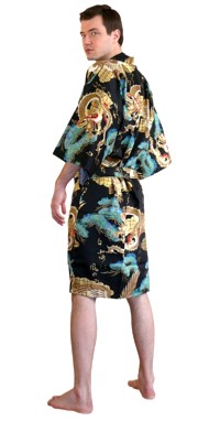 мужской короткий халат- кимоно с драконом
